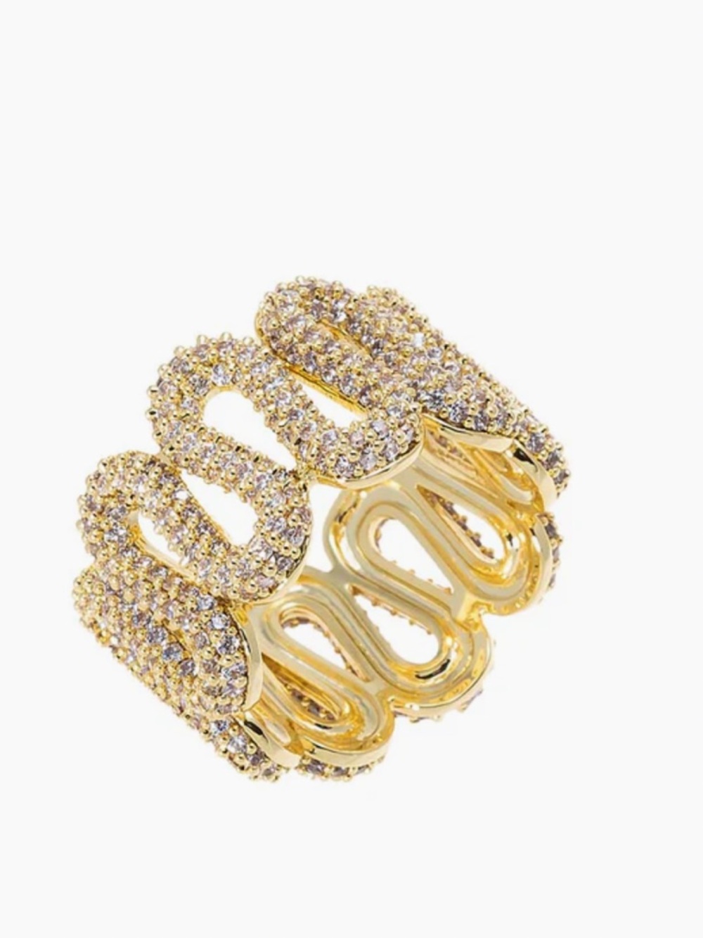 Adina Eden Gold Pave Swirled Zig Zag Statement Ring NEW